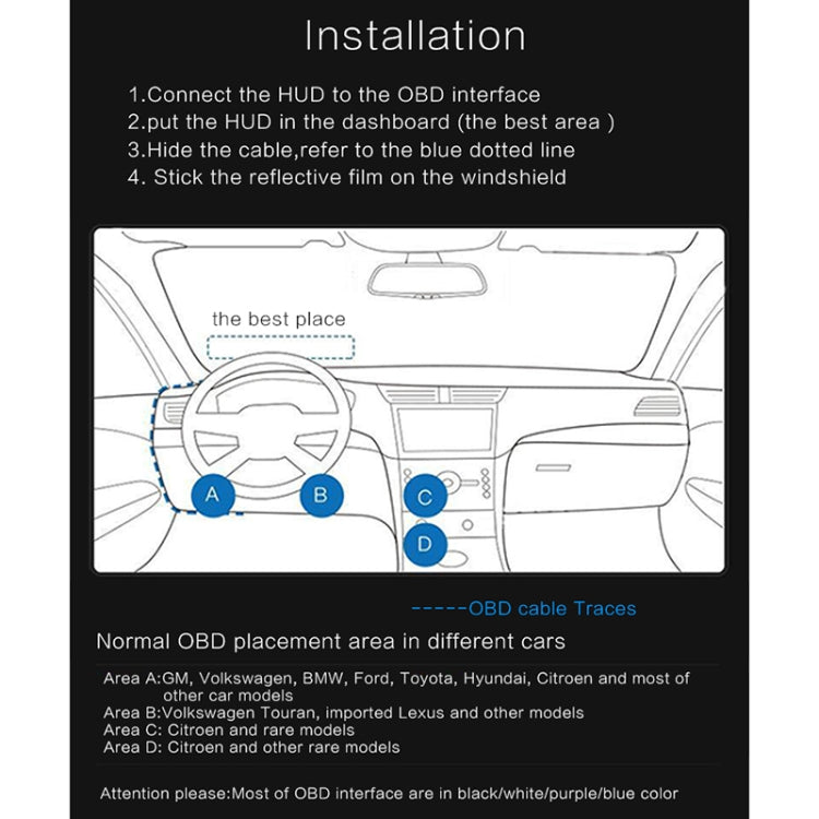 T100 OBD2 4 inch Vehicle-mounted Head Up Display Security System, Support Car Speed / Engine Revolving Speed Display / Instantaneous Fuel Consumption / Detection and Elimination Fault Code