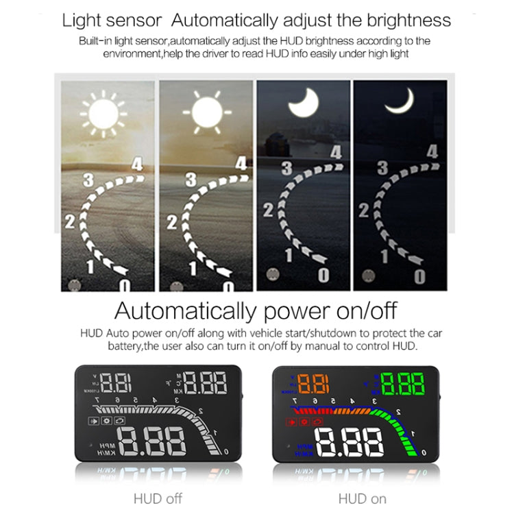 T100 OBD2 4 inch Vehicle-mounted Head Up Display Security System, Support Car Speed / Engine Revolving Speed Display / Instantaneous Fuel Consumption / Detection and Elimination Fault Code