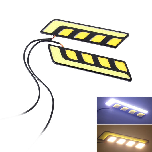2 PCS DC 12V 10W 800LM 5500K Car DRL Daytime Running Lights Lamp,Cable Length:25cm(White Light + Yellow Light)