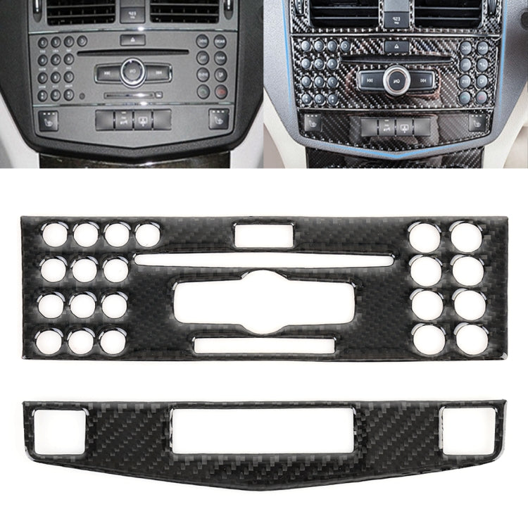 2 PCS Car CD Adjustment Frame Carbon Fiber Decorative Sticker for Mercedes-Benz W204 2007-2010, Right Driving