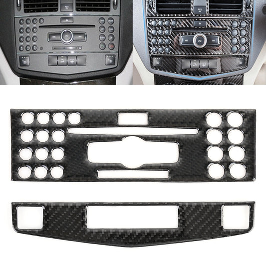 2 PCS Car CD Adjustment Frame Carbon Fiber Decorative Sticker for Mercedes-Benz W204 2007-2010, Right Driving