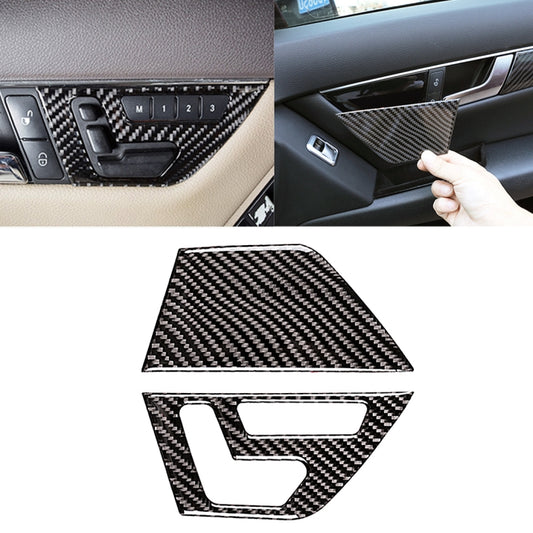 2 PCS Car Front Door Seat Adjustment Frame Carbon Fiber Decorative Sticker for Mercedes-Benz W204 2007-2013
