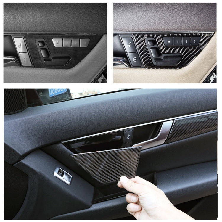 2 PCS Car Front Door Seat Adjustment Frame Carbon Fiber Decorative Sticker for Mercedes-Benz W204 2007-2013
