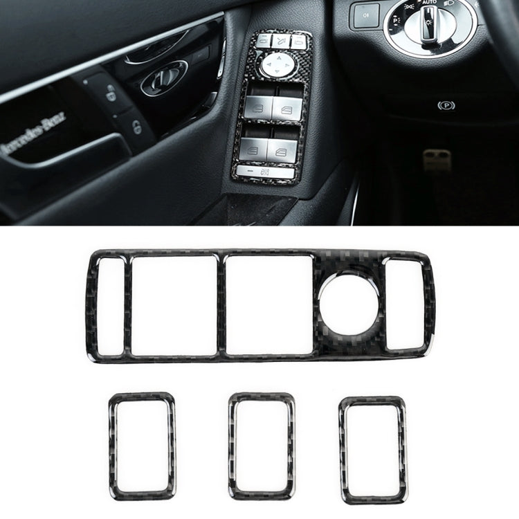 4 PCS Car Window Lift Panel Carbon Fiber Decorative Sticker for Mercedes-Benz W204 2007-2010