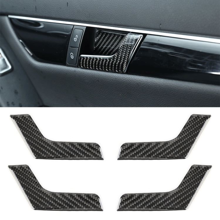 4 PCS Car Door Inner Handle Panel Carbon Fiber Decorative Sticker for Mercedes-Benz W204 2007-2013