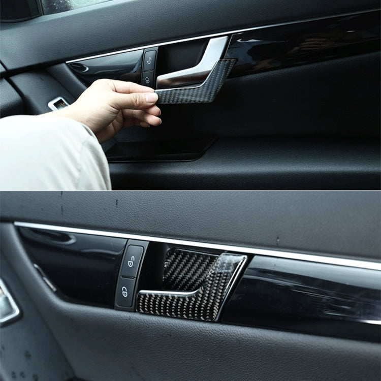 4 PCS Car Door Inner Handle Panel Carbon Fiber Decorative Sticker for Mercedes-Benz W204 2007-2013