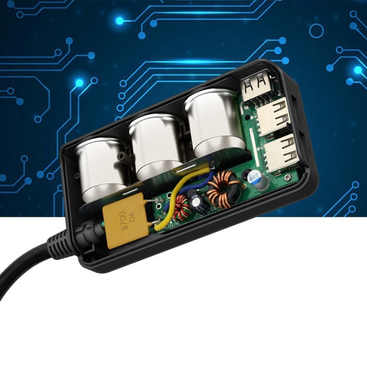 6.8A 80W Plastic Shell 3 Sockets in 1 Car Cigarette Lighter Car Charger Car Socket with 4 USB Ports and a Control Switch