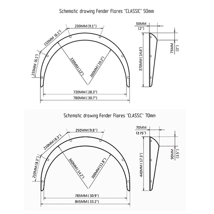 4 PCS Car Universal Fender Flares Wheel Eyebrow Black Not Painted Wheel Eyebrow