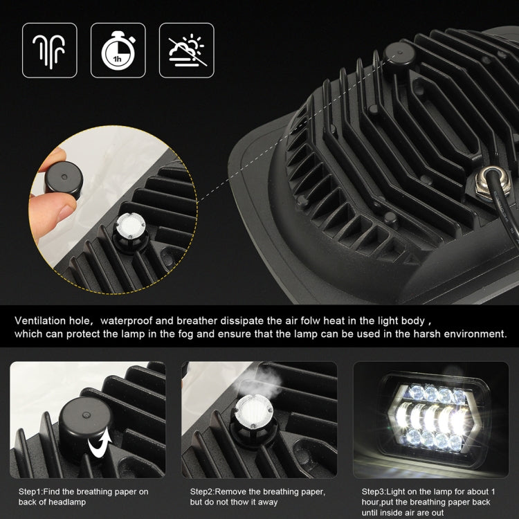 7 inch H4 DC 9V-30V 3000LM 6000K 30W IP67 8LED Lamp Beads Car Square Shape LED Headlight Lamps for Jeep Wrangler