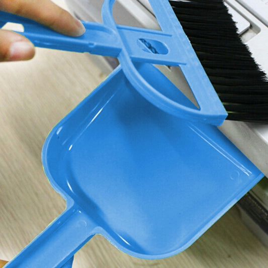 Mini Desktop Car Keyboard Sweep Cleaning Brush Small Broom Dustpan Set, 1  Set (Blue)