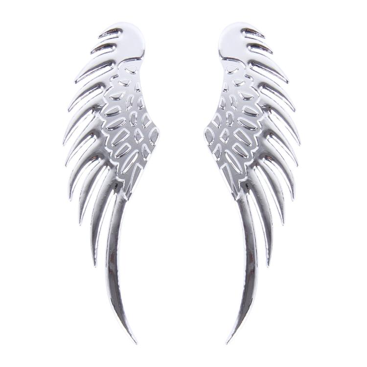 3D Angel Wing Metal Sticker Decal Auto Car Emblem Decal Decoration Color Silver