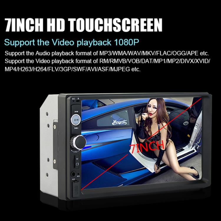 7010B HD 2 Din 7 inch Car Bluetooth Radio Receiver MP5 Player, Support FM & USB & TF Card