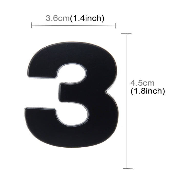 Car Vehicle Badge Emblem 3D Number One Self-adhesive Sticker Decal, Size: 3.6*4.5*0.5cm, 3, 4, 5, 6, 7, 8, 1, 2