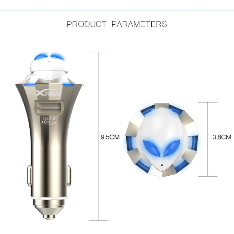 A8 3 in 1 Bluetooth Earphone & Safety Hammer & Car Charger, Support Hands-free Call & USB Quick Charger Function