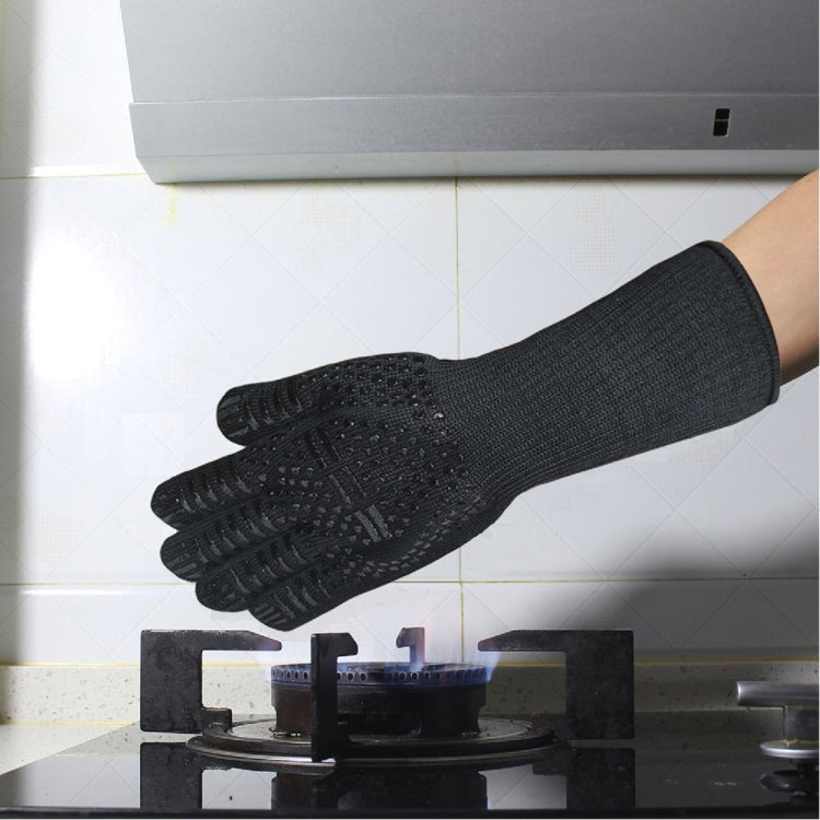 Silicone Cotton Microwave Kitchen Cooking Protective Gloves, High Temperature Resistance: 500 Degree C, Length: 32cm