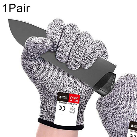 A Pair Cut-resistant Gardening Gloves HPPE Food-grade 5-Level Anti-cutting Anti-wear Safety Working Gloves, Size: S, Length: 20cm