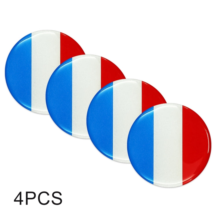 4 PCS Car-Styling France Flag Pattern Metal Wheel Hub Decorative Sticker, Diameter: 5.8cm