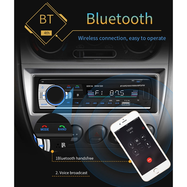 SWM-530 12V Universal Car Dual USB Charger Radio Receiver MP3 Player, Support FM & Bluetooth with Remote Control