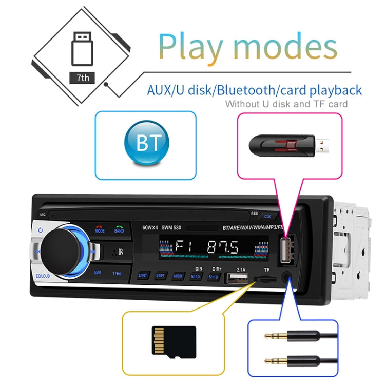 SWM-530 12V Universal Car Dual USB Charger Radio Receiver MP3 Player, Support FM & Bluetooth with Remote Control