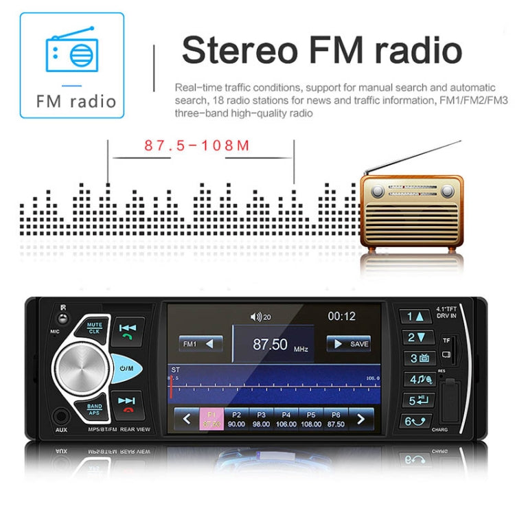 SWM-4022D HD 4.1 inch 12V Universal Car Radio Receiver MP5 Player, Support FM & Bluetooth & TF Card with Remote Control