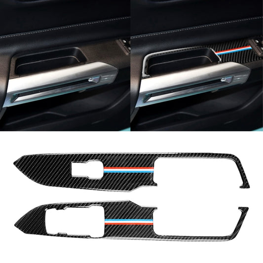 2 PCS Car USA Color Carbon Fiber Window Lift Panel Decorative Sticker for Ford Mustang 2015-2017, Left Drive