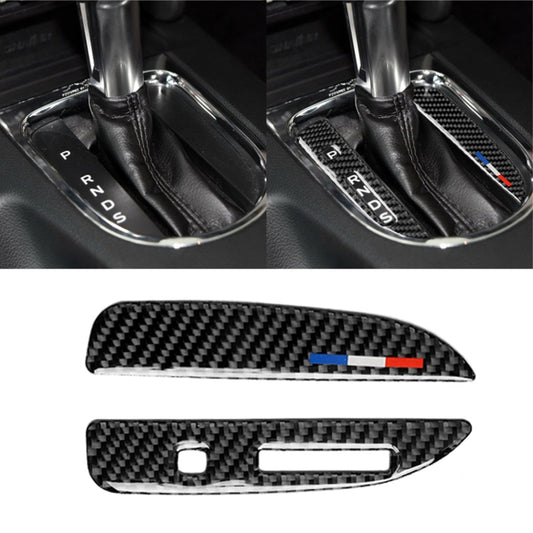 2 PCS Car USA Color Carbon Fiber Gearshift Panel Decorative Sticker for Ford Mustang 2015-2017, Left Drive