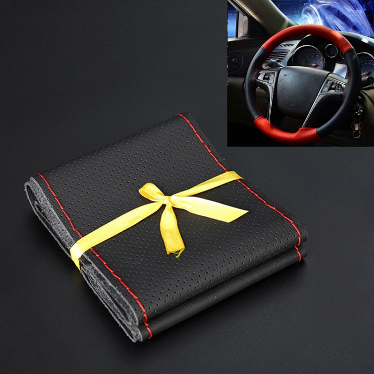 Four Seasons Genuine Leather Hand-stitched Car Adaptation Steering Wheel Cover