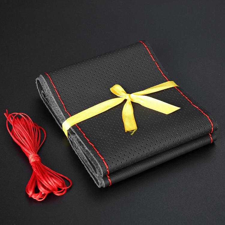 Four Seasons Genuine Leather Hand-stitched Car Adaptation Steering Wheel Cover