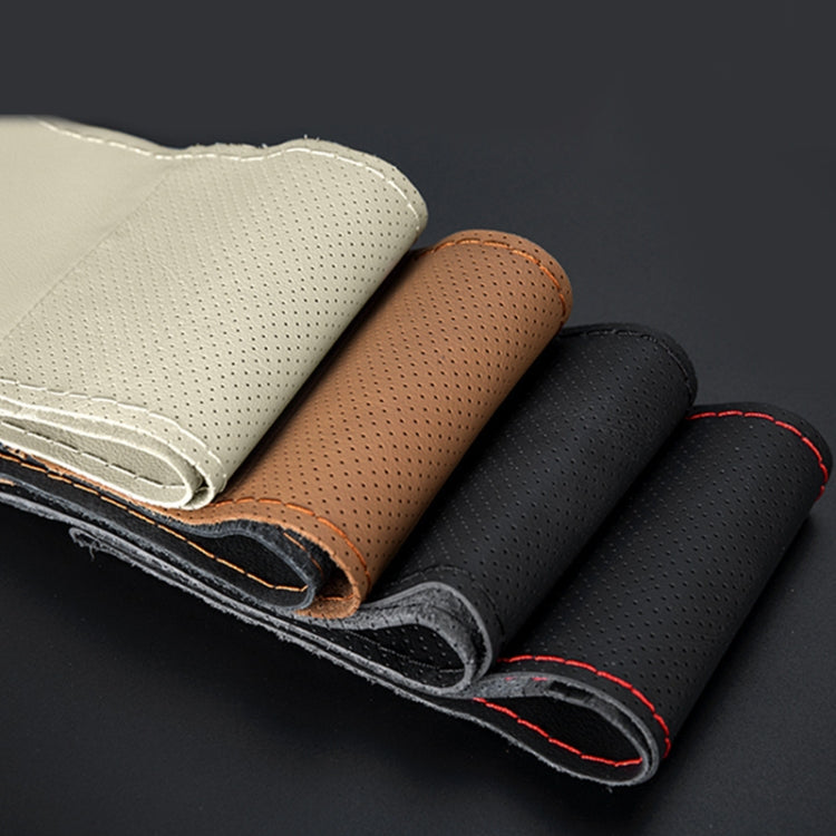 Four Seasons Genuine Leather Hand-stitched Car Adaptation Steering Wheel Cover
