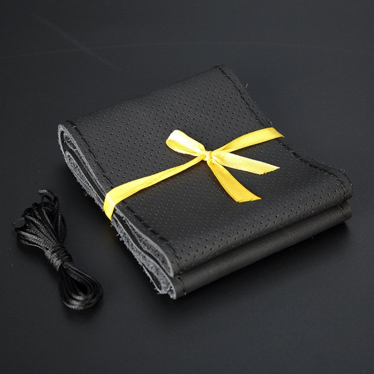 Car Genuine Leather Hand-stitched Adaptation Steering Wheel Cover