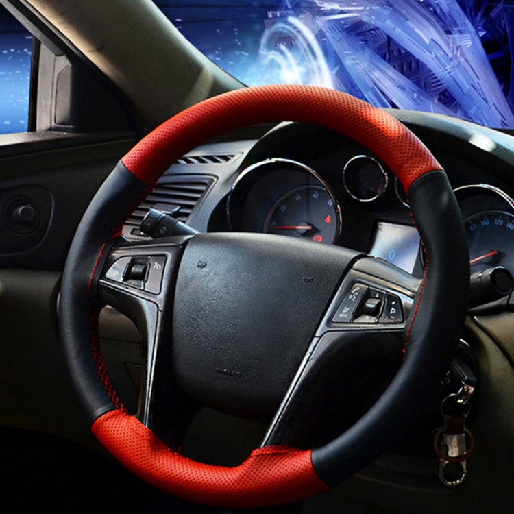 Car Genuine Leather Hand-stitched Adaptation Steering Wheel Cover