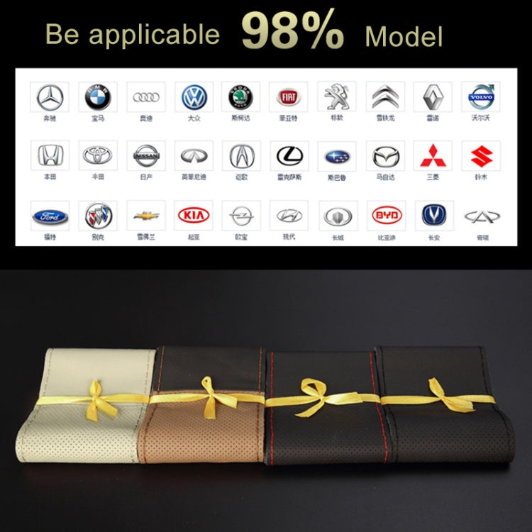 Car Genuine Leather Hand-stitched Adaptation Steering Wheel Cover