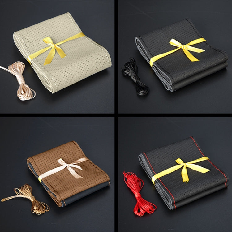 Car Genuine Leather Hand-stitched Adaptation Steering Wheel Cover