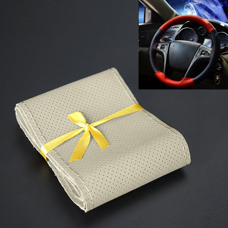 Car Genuine Leather Hand-stitched Adaptation Steering Wheel Cover