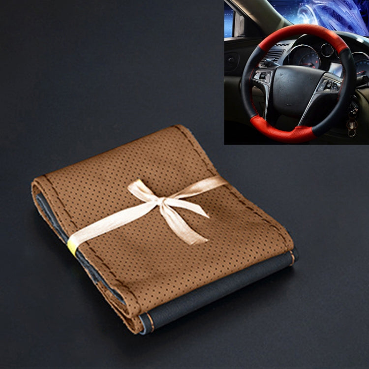 Car Genuine Leather Hand-stitched Adaptation Steering Wheel Cover