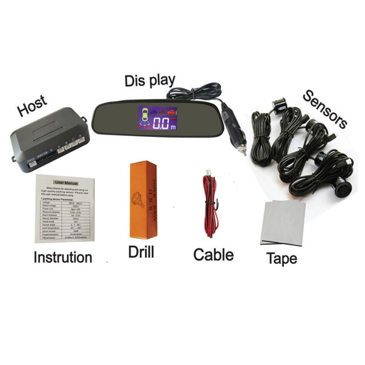 PZ-306-W Car Parking Reversing Buzzer 4.3inch LCD Screen Reverse Parking Sensors Automatic Wireless Parking Wireless Alarm Assistance System with 4 Rear Radar