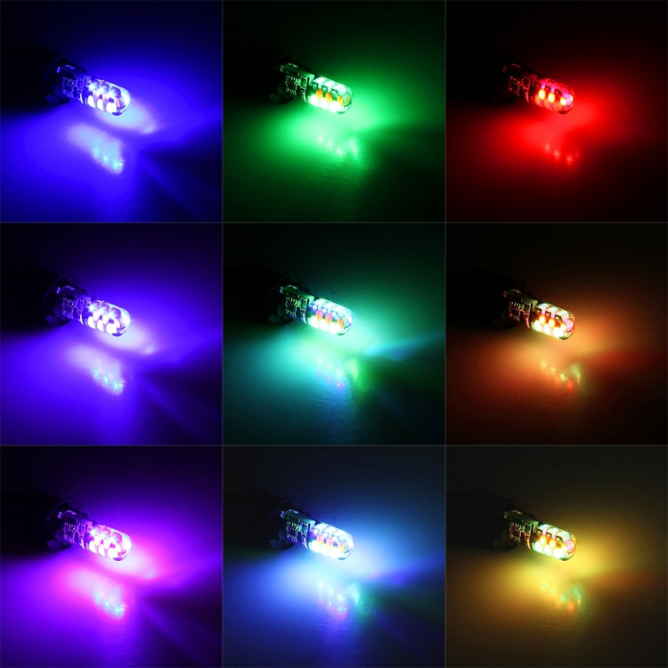 2 PCS W5W 194 T10 Multi Colors COB 12 SMD RGB LED Bulbs with Remote Control Wedge Side Lights License Plate Lamp, DC 12V