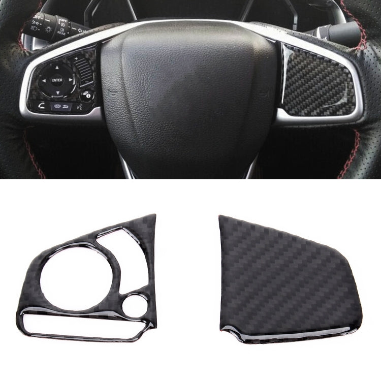 2 in 1 Carbon Fiber Steering Wheel Button Trim Interior DIY Sticker for Honda Civic 10th Gen 2016-2019(General)