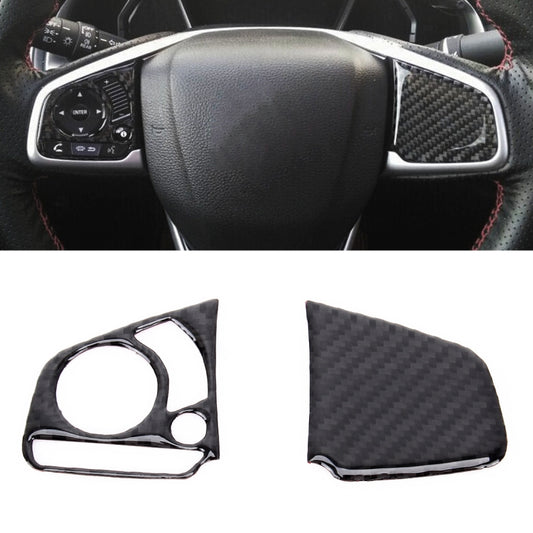 2 in 1 Carbon Fiber Steering Wheel Button Trim Interior DIY Sticker for Honda Civic 10th Gen 2016-2019(General)