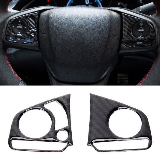 2 in 1 Carbon Fiber Steering Wheel Button Trim Interior DIY Sticker for Honda Civic 10th Gen 2016-2019(Deluxe)