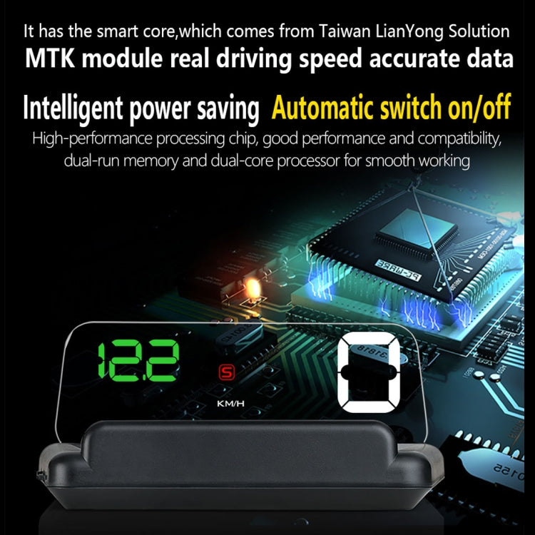T900 Car GPS HUD Virtual HD Reflection Board Head-up Display, Speed & Driving Distance / Time Display, Over Speed & Voltage & Low Voltage Alarm, Fatigue Driving