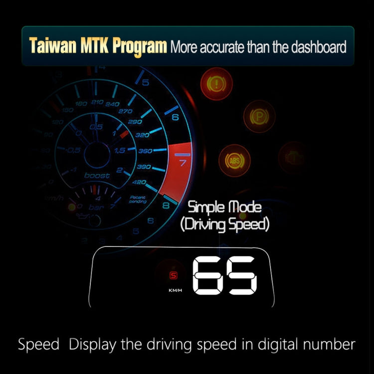 T900 Car GPS HUD Virtual HD Reflection Board Head-up Display, Speed & Driving Distance / Time Display, Over Speed & Voltage & Low Voltage Alarm, Fatigue Driving