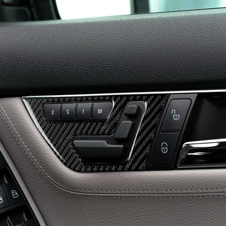 2 PCS Car Carbon Fiber Right Drive Seat Adjustment Panel Decorative Sticker for Mercedes-Benz W204 2007-2013