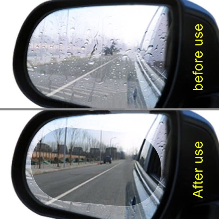 Car Oval PET Rearview Mirror Protective Window Clear Anti-fog Waterproof Rain Shield Film, Size:10x15cm