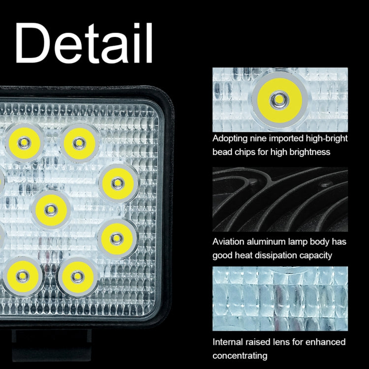 6.7W White Light Square-Shaped Waterproof Car Boat Marine Work Lights Spotlight LED Bulbs, DC 9-30V