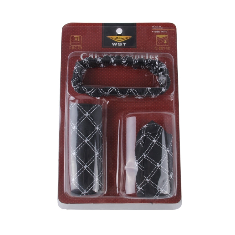 3 PCS Car Hand Brake Cover Shift Knob Gear Stick Cushion Sets Rear View Mirror Sets Cover Car Accessory Interior Decoration Pad