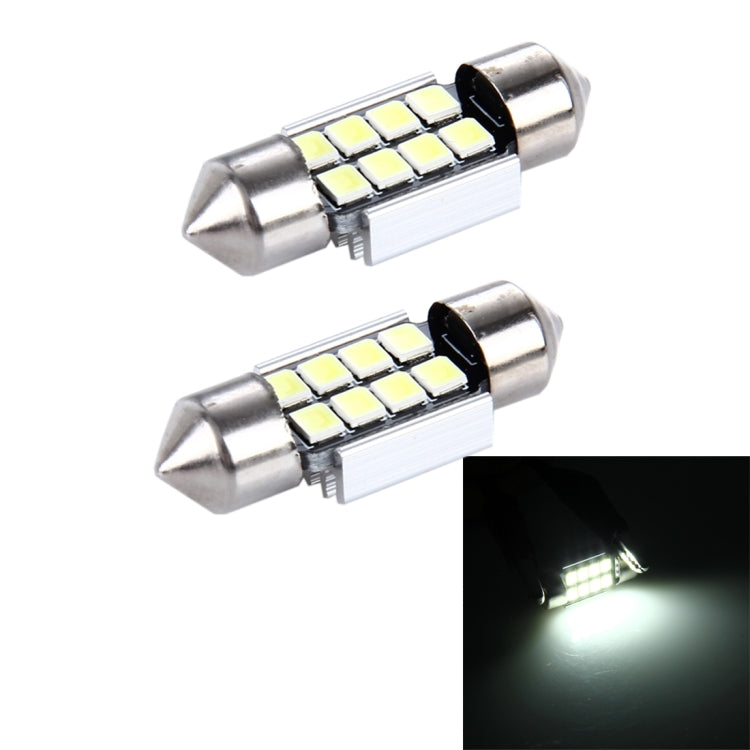 2 PCS 3W 200 LM 6000K 31MM 8 SMD-2835 LEDs Bicuspid Port Decoding Car Dome Lamp LED Reading Light, DC 12V