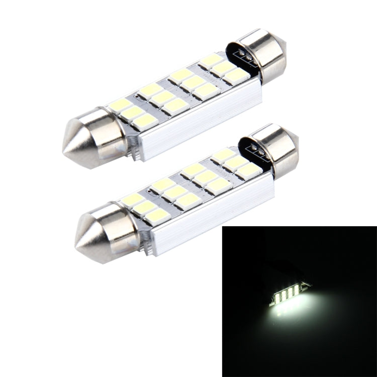 2 PCS 3.5W 250 LM 6000K 41MM 12 SMD-2835 LEDs Bicuspid Port Decoding Car Dome Lamp LED Reading Light, DC 12V