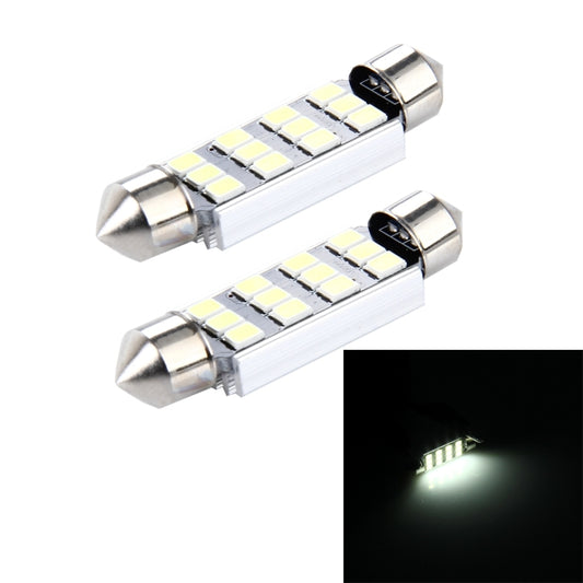 2 PCS 3.5W 250 LM 6000K 41MM 12 SMD-2835 LEDs Bicuspid Port Decoding Car Dome Lamp LED Reading Light, DC 12V