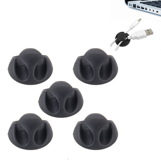 5 PCS Double Hole Cable Clips, Cable Management System and Cord Organizer Solution, 5 PCS Double Cable Clips(Black)